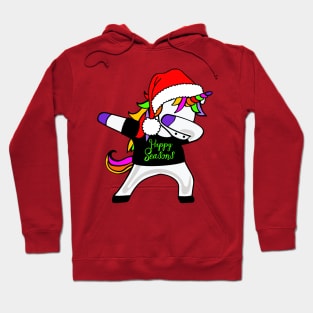 Happy Seasons - Dabbing Unicorn With Santa Claus Hat 1 Hoodie